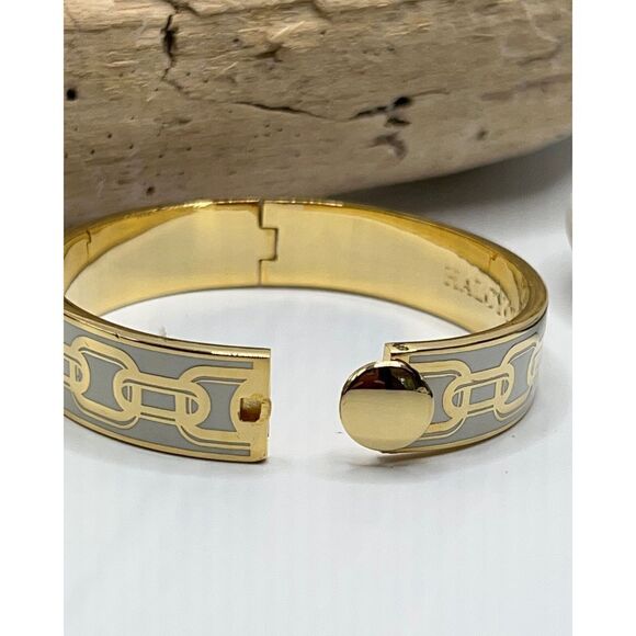 Halcyon Days Chain Cream & Gold Hinged Bangle - Picture 5 of 16
